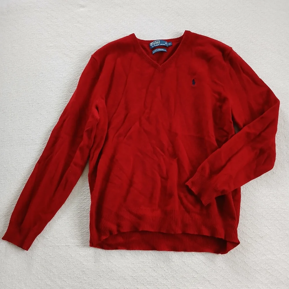 polo ralph lauren ♡ lambswool sweater mens xl red ivy prep academic minimalist